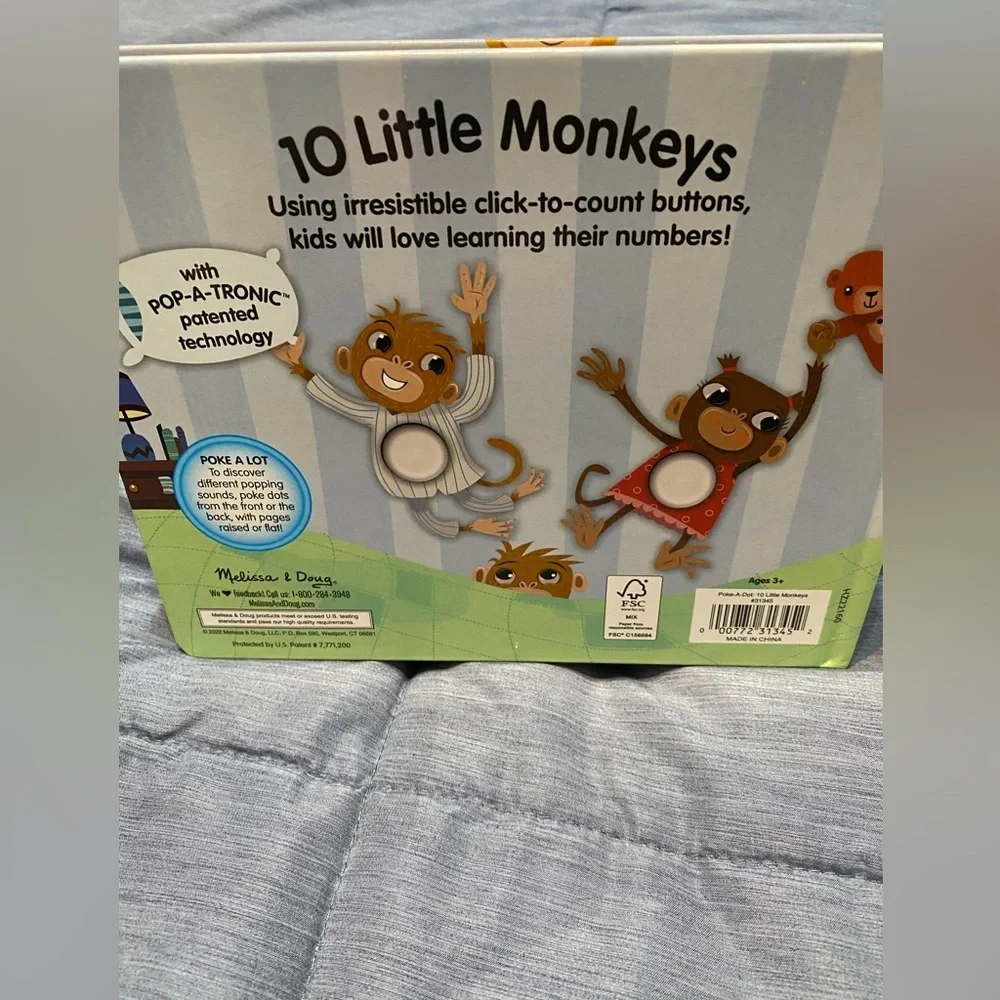 Melissa & Doug 10 Little Monkeys Interactive Book Poke A Dot